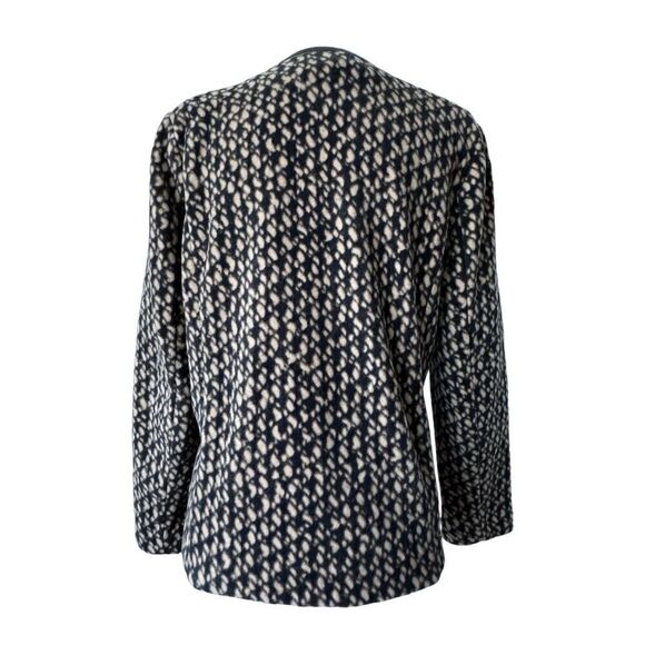 Bob Mackie Fleece Zip Up Jacket Pockets Brown Black Wearable Art - Picture 2 of 13